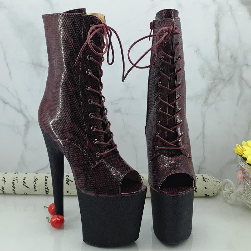 

Leecabe WireRED Pole dance boot with 20CM/8inches glitter High Heel platform Boots open toe Pole Dancing boot1, Wirered as picture