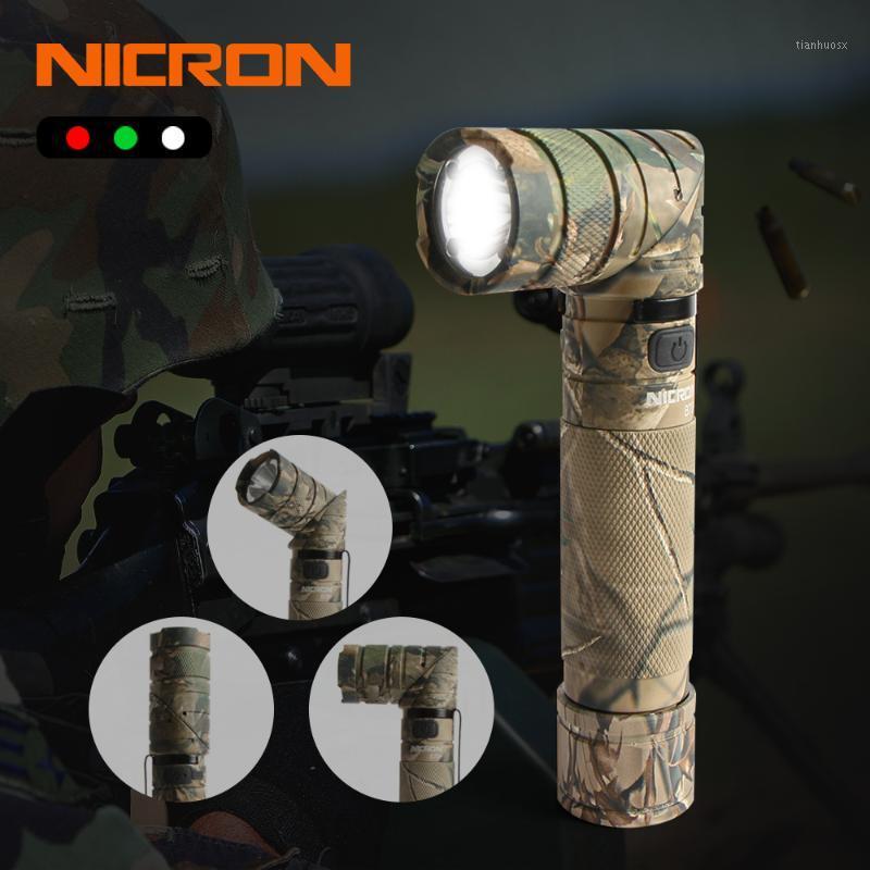 

NICRON 3-Color Light 90 Degree Camo Rechargeable Twist With 360 Rotary Clip 18650 Waterproof 950LM LED Torch B70 Plus1