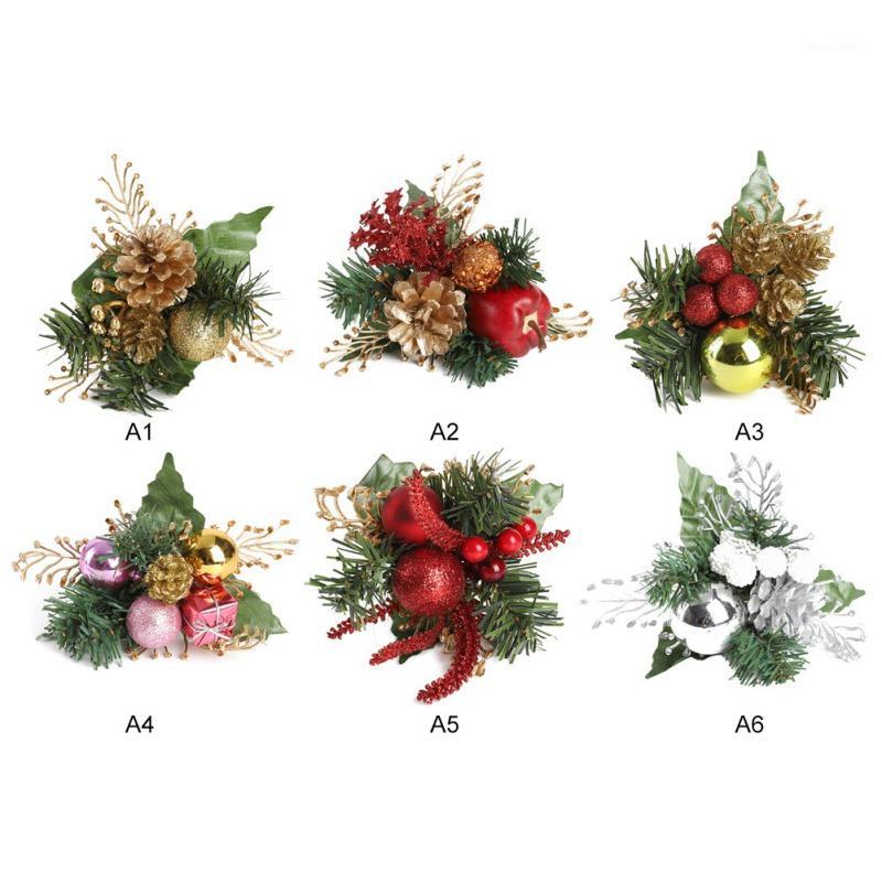 

Artificial Pine Stems Christmas Flowers Ornament Fake Pine Cone Flower Arrangements Wreath Holiday Home Winter Decor1