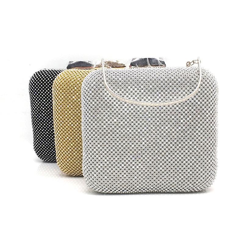 

Fashion diamonds purses women evening party shoulder bag hard square box purses bridal wedding party cross body bag, Black clutch