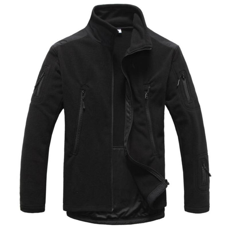 

Winter Jacket Men Fleece Coats Windproof Warm Tactical Bomber Outwear Stand Collar Windbreaker Jackets Hiking Sport Hunt Clothes, Black