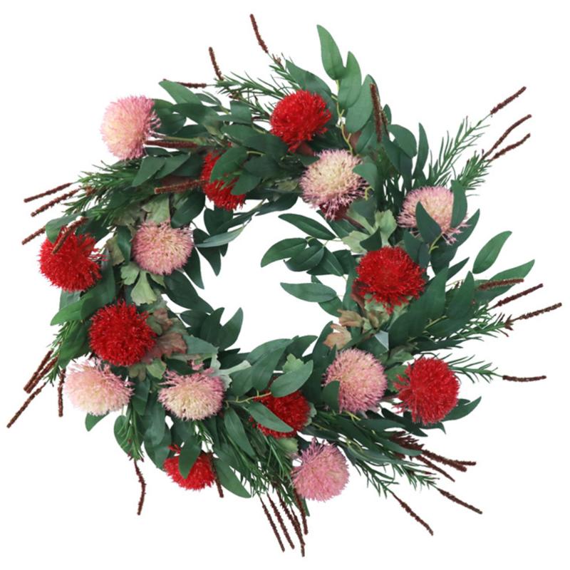 

Simulation Floral Wreath Wall Hanging Ornament Unique Door Hanging Garland, Assorted color