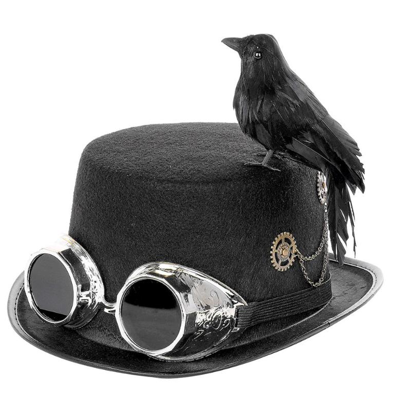 

Men Women Heavy Metal Bowler Retro Gothic Steampunk Hat crow Hat Stage Magic Performance Halloween, Black
