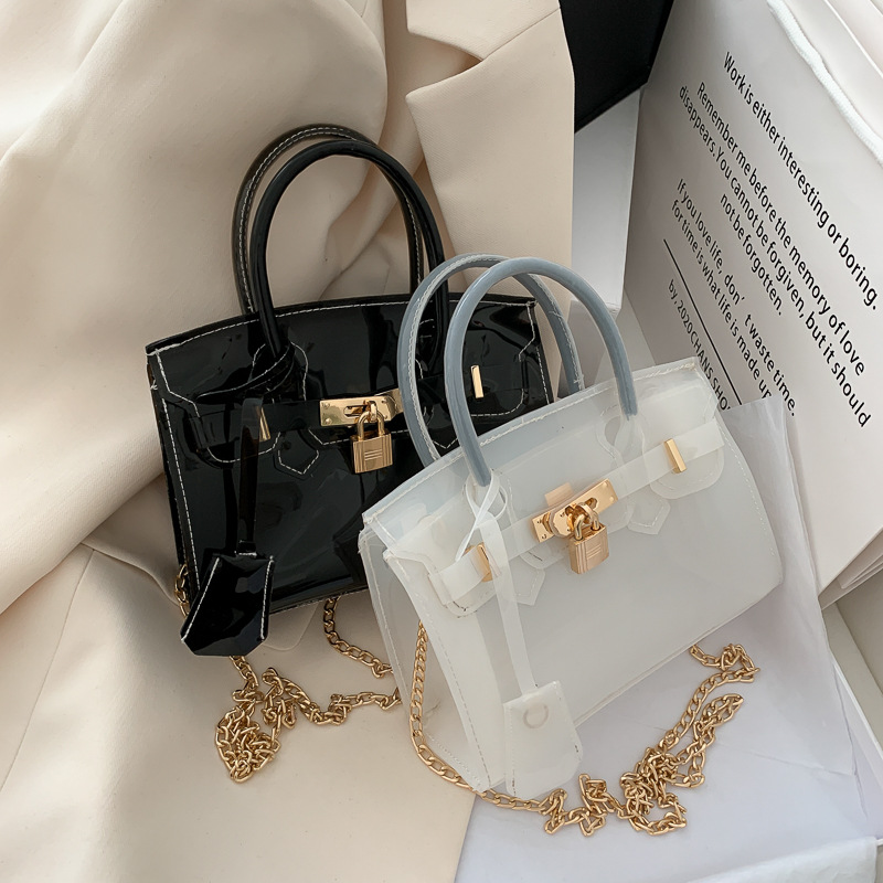 

HBP New Women Handbags PVC Transparent Platinum Bag Chain Laser Small Bag Female European and American Fashion Designers 5 Color Wholesale, Black