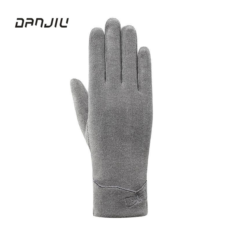 

Women Winter Touch Screen Keep Warm Thin Section Soft Gloves Female Bow Embroidery Outdoor Windproof Cute Lovely Gloves