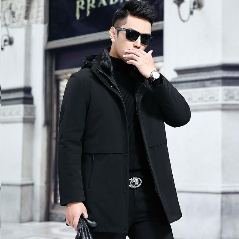 

Natural Parka Liner Winter Coat Men Real Fur Jacket for Mens Clothing Plus Size Windbreaker Casaco Y8713 YY803, Black