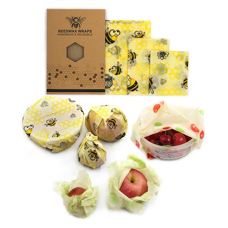 

Reusable Beeswax Cloth Wrap Fresh Bag Lid Cover Stretch Lid Jungle Party Bees wax wrap plastic