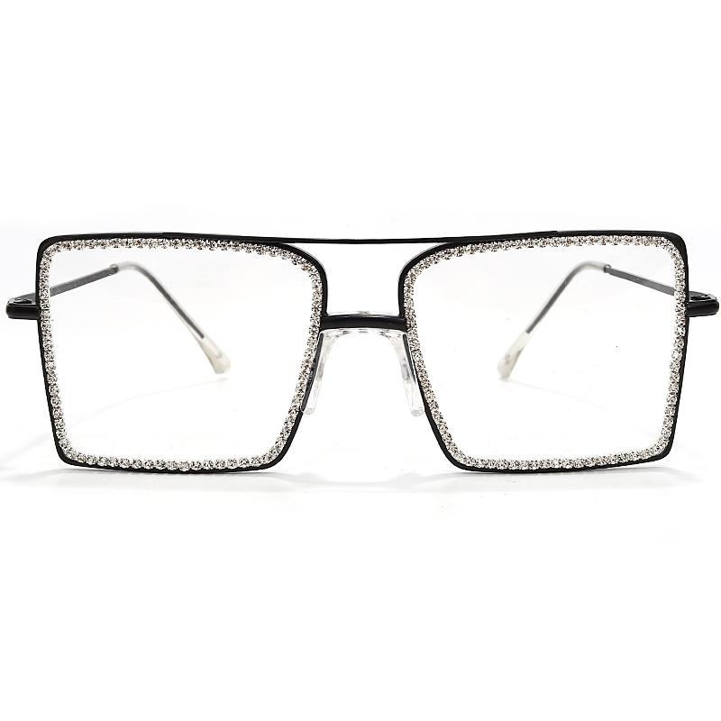 

Sunglasses Fashion Transparent Square Metal Frame Women Overize Glasses Men Eyeglasses Nerd Clear Shades