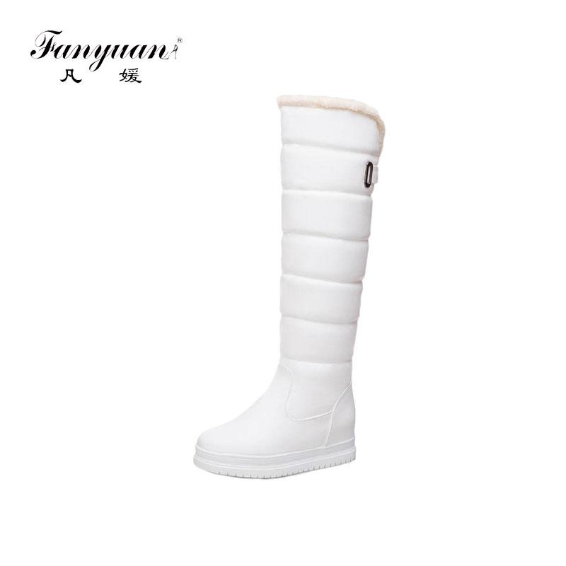 

fanyuan New 34-43 Winter Hot Sale Warm Fur Boots Ladies Knee High Snow Boots Women 2020 Warm Waterproof Wedges Shoes Woman, Black