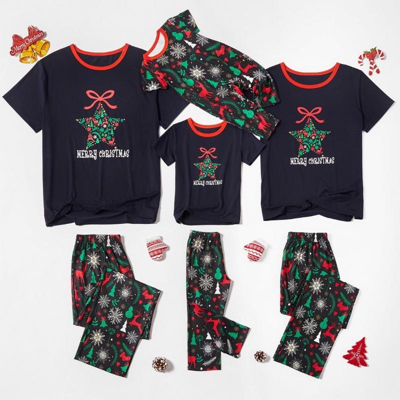 

Parent-Child Christmas Print Parent-Child Home Service Short-Sleeved Trousers Pajamas Set 2020 Fashion Family Matching Clothes, Baby 12-18m asian sz