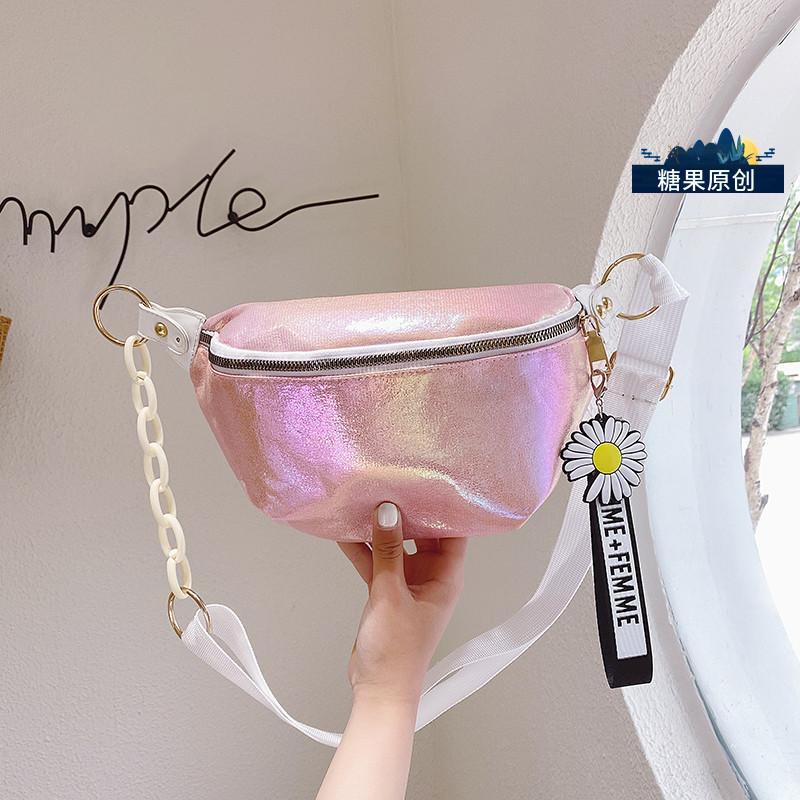 

Laser small bag female bag new trendy wild fashion one-shoulder diagonal chest integrated Korean waist, White