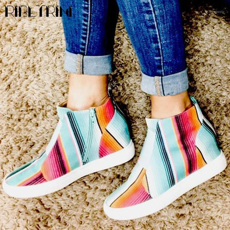 

RIBETRINI Female Wedges Fashion Shoes Mixed Color Round Toe Platform Casual Winter Women Boots Spring Boots1, Red