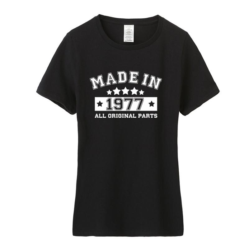 

Cool Made In 1977 T Shirt Women Short Sleeve O-Neck Cotton Female T-shirt Birthday Gift Tshirt JL-128, As picture