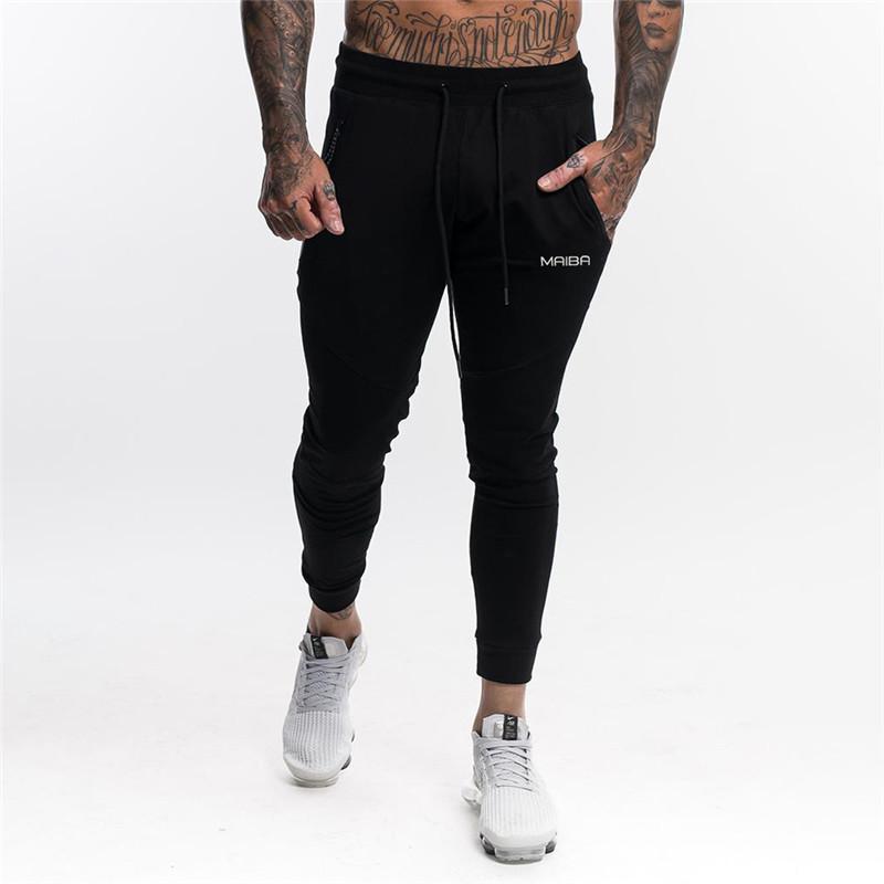

men Sports Pants Joggers Running Pants Fitness Men Sportswear Tracksuit Zip pocket Skinny Sweatpants Trousers Gyms Track, Black pants