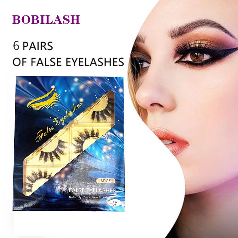 

BOBILASH 6 Pairs 3D Faux Mink Lashes Soft Natural False Eyelashes Upper Lashes Dramatic Volume Fake