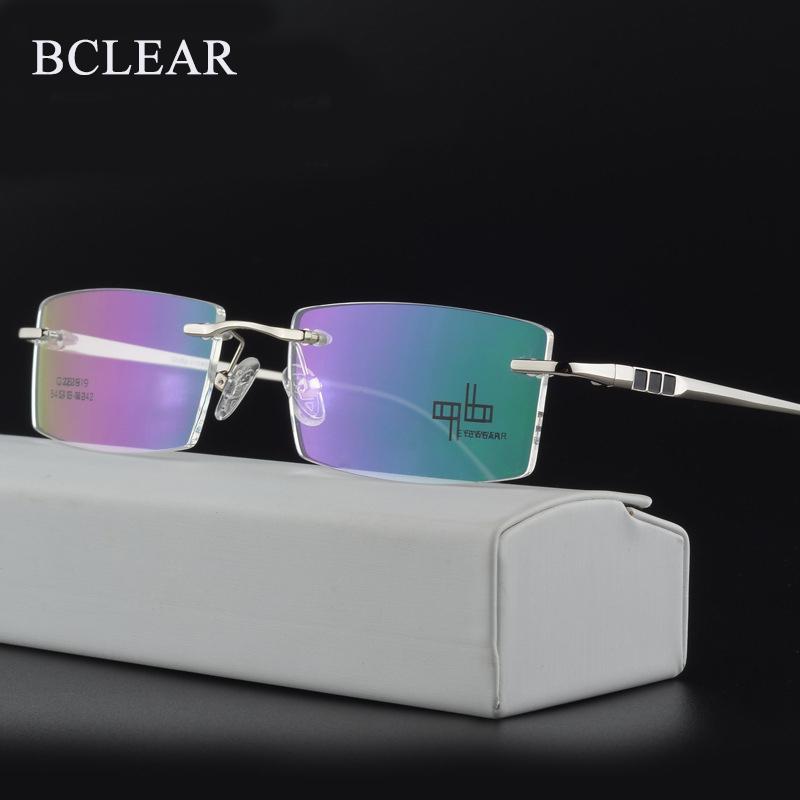 

Fashion Sunglasses Frames BCLEAR Classic Alloy Men Optical Frame Rimless Male Spectacle Eyeglasses Business Eyewear