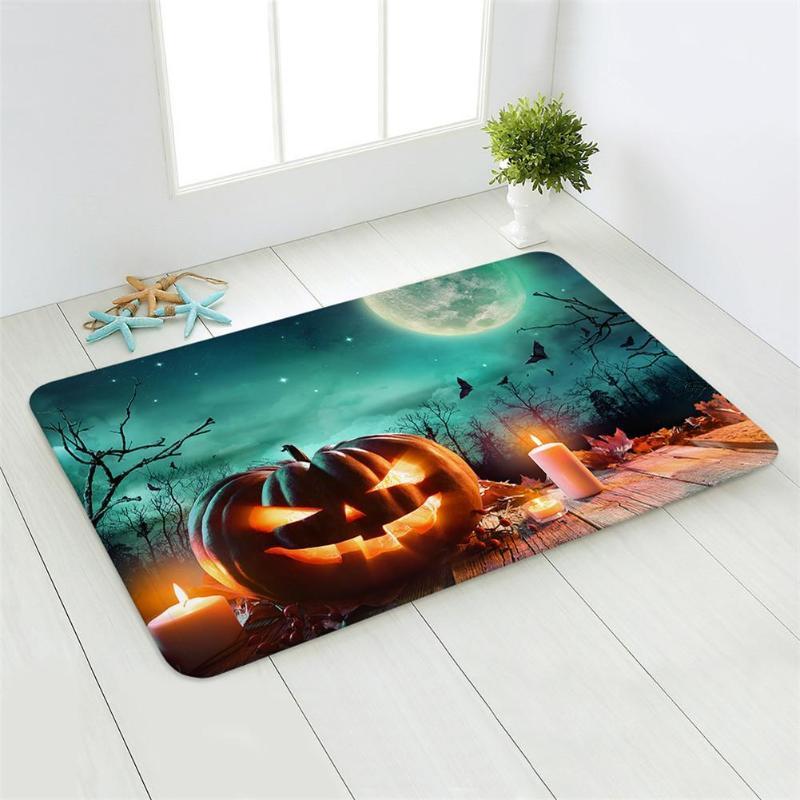 

Non-slip Kitchen Door Mat Halloween Pumpkin Carpet Bedroom Rug Pumpkin Decorative Stair Mats Home Decor Kitchen Crafts Mat1