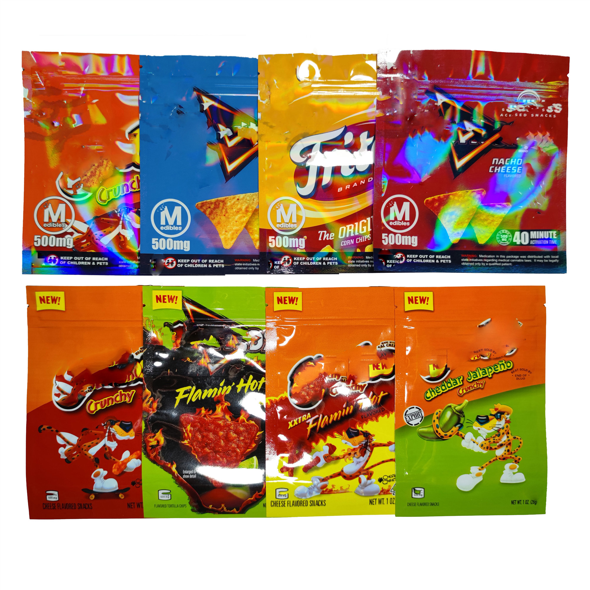 

Packaging bags Potato chips 500mg edible Maylar resealable edibles DORIIIITITOS Cheese Gummi Worm bag RUFFLES FRITOS package