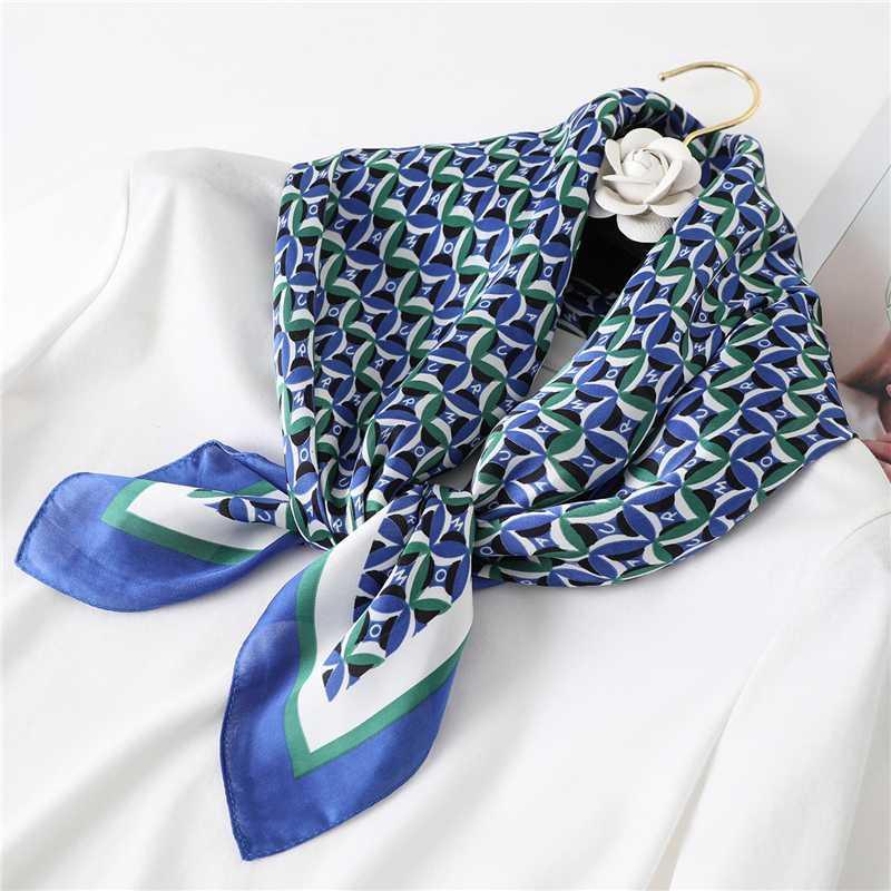 

2020 Luxury Silk Women Scarves for Hair Square Neck Scarf Head Band Foulard Lady Neckerchief Print Shawls and Wraps Bandana1