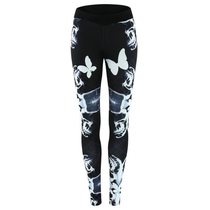 

Women Low Waist Elastic Fitness Sport Gym Legging Butterfly Print Yoga Pants Slim Running Tights Sportswear Sports Pants Gymwear, As pic