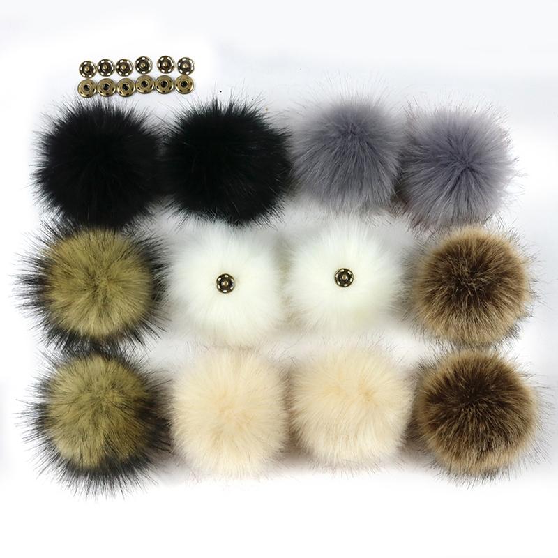 

10 PCS False Hairball Hat Ball Pom Pom DIY Artificial Wool Ball Wholesale Cap Accessories Faux Fur PomPom With Buckle
