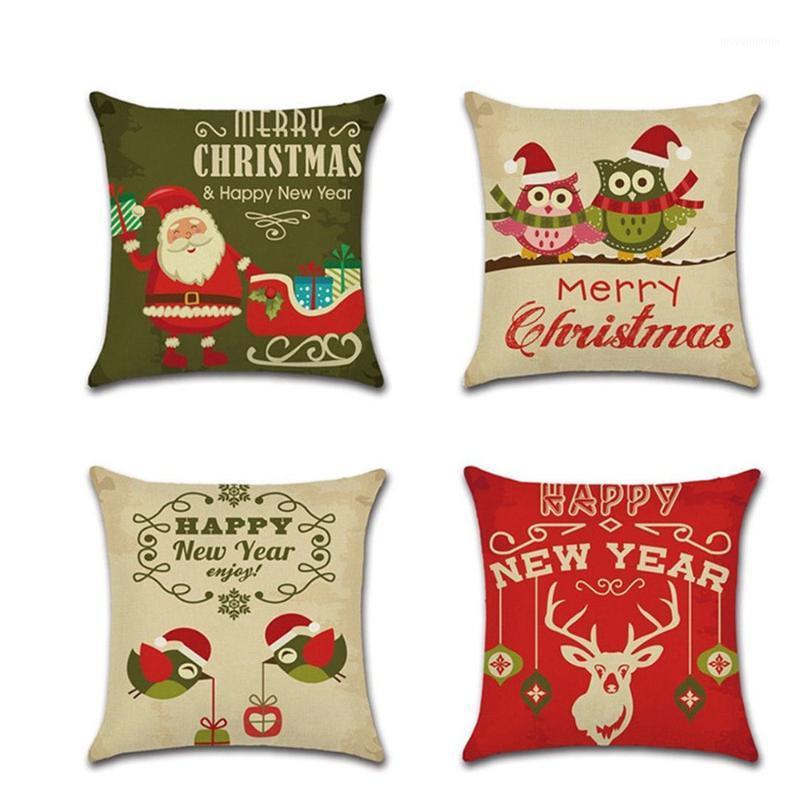 

Christmas Day Theme Cushion Covers Home Decor Pillows Santa Claus Elk Sofa Linen Pillow Covers 45*45cm1, Christmas-4