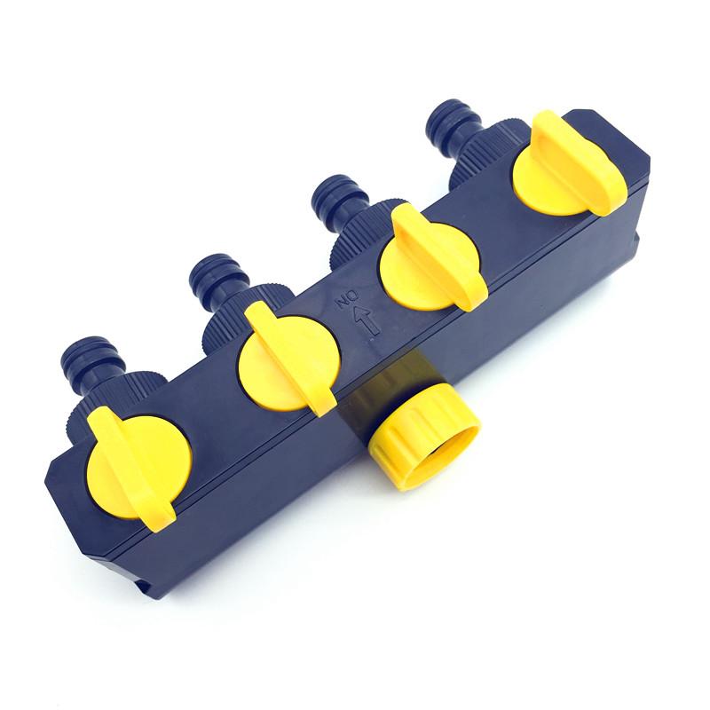 

1 PCS Irrigation connection Device Garden Hose Pipe Splitter Plastic Drip Irrigation Water Connector Agricultural 4 Way Tap 3/4, As pic
