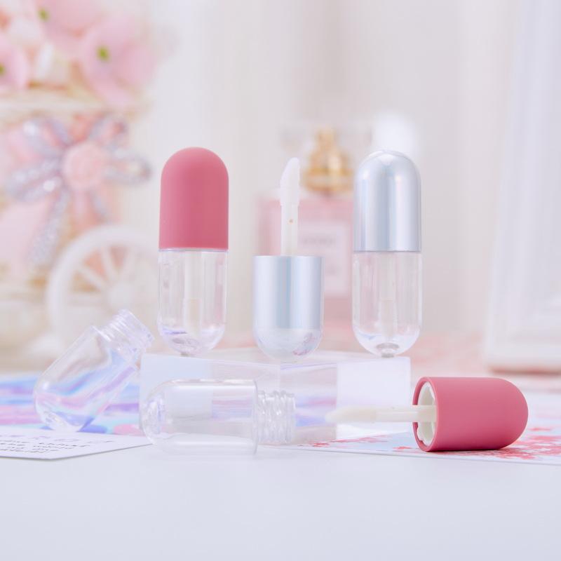 

5pcs/lot 3ml Mini Cute Portable Lipstick Tube Pink Cap Lip Gloss Tube With Wands Diy Cosmetic Containers Party Gift Xmas
