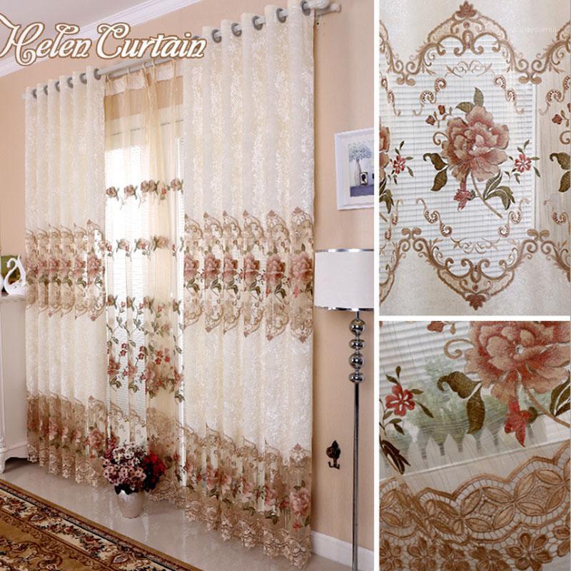 

Helen Curtain European Creamy-white Flowers Style Curtain For Living Room Embroidered Pattern Tulle For Bedroom Window1