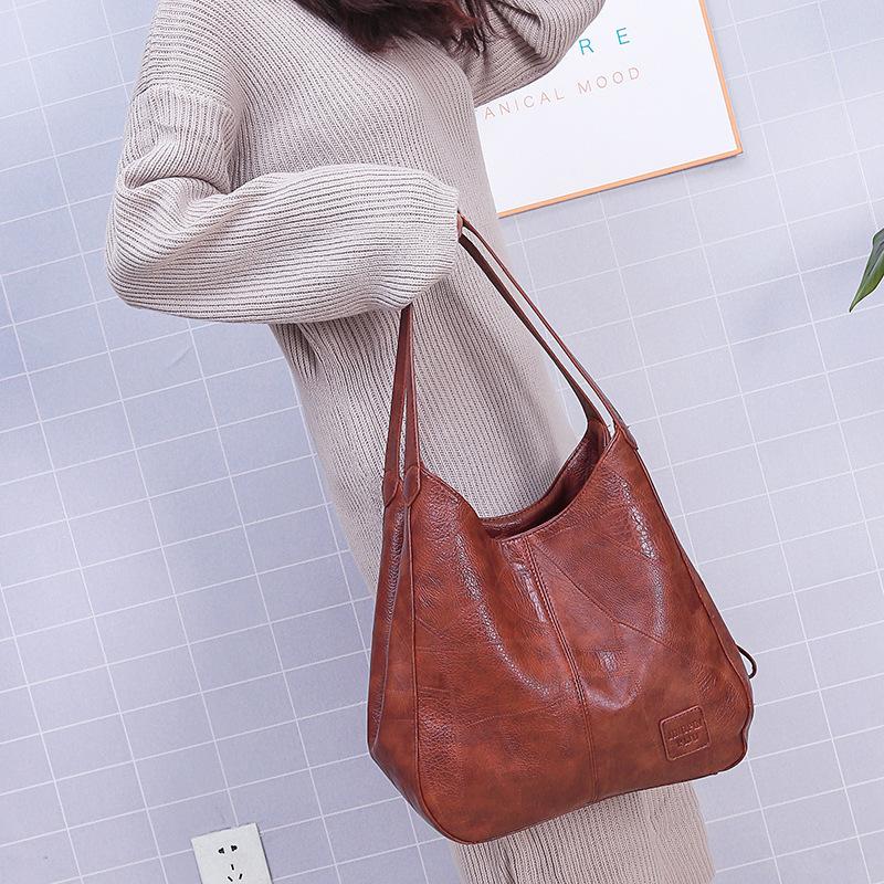 

Bag Woman 2021 New Soft Leather Shoulder Bag Large Capacity Fashion Messenger Woman's Handbags, Black