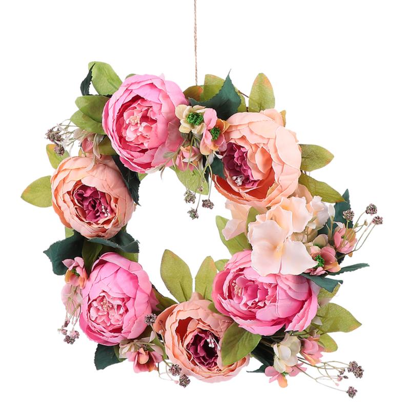 

Artificial Rose Flower Garland Wreath for Front Door Wall Valentine Home Decor