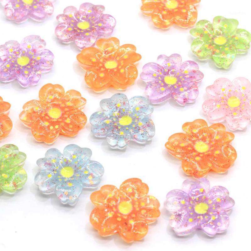 

20/50 pcs 20MM Assorted Color Flat Back Resin Flower Cabochons Kawaii Resin Oriental Cherry Flowers For Craft Jewelry M1