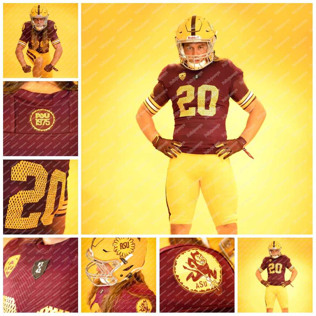 

2020 Arizona State Sun Devils ASU 1975 Jersey Jayden Daniels Trenton Bourguet Nathan Manning Daylin McLemore NCAA College Football Jersey, Red as pic youth s-xl