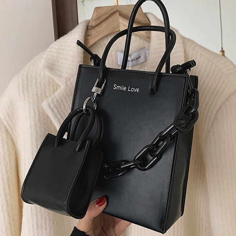 

Elegant 2 Sets Small Tote Bag 2021 Fashion High Quality Solid Color Leather Women Designer Handbag Casual Shoulder Messenger Bag, Beige