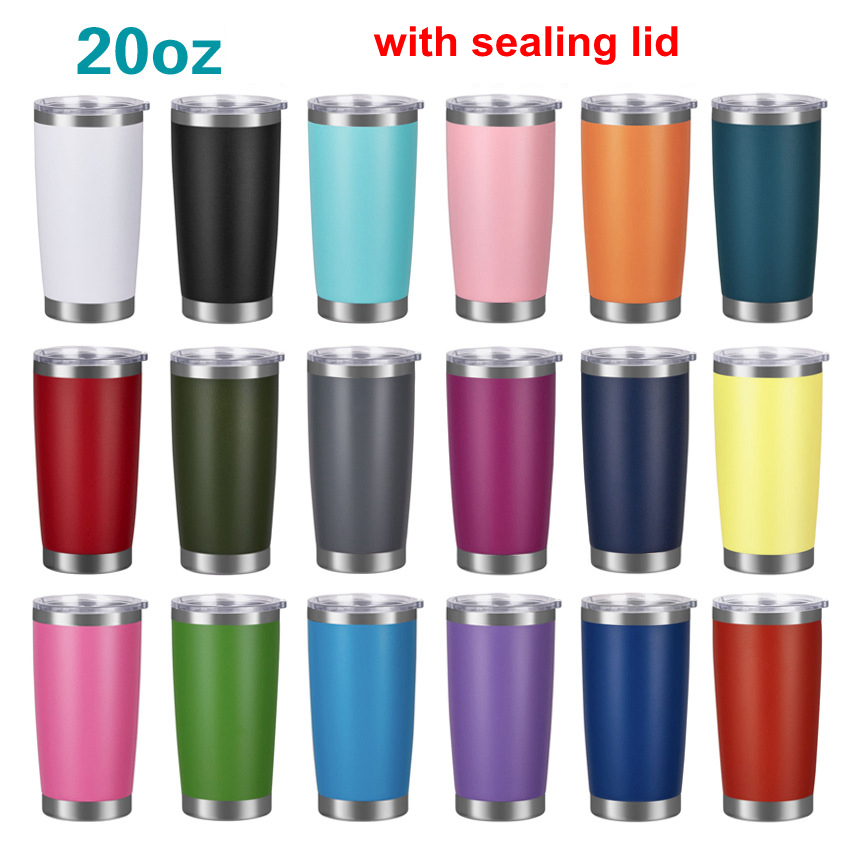 

20oz Car cups Mug Stainless Steel Tumblers Cup With Sealing Lid Vacuum Insulated Tourist Coffee Beer Mugs Tumbler 18 Colors YFA2698, As pictures