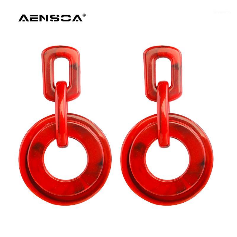 

AENSOA New Unique Acrylic Drop Earrings For Women Statement 5 Color Geometric Earrings Fashion Jewelry wholesale Pendientes1