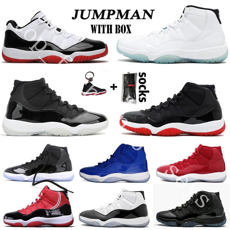 

25th Anniversary 11 Mens Basketball Shoes 2020 Jumpman Bred Low Concord UNC 11s Cap and Gown Legend Blue Space Jam Men Women Sports Sneakers, 24