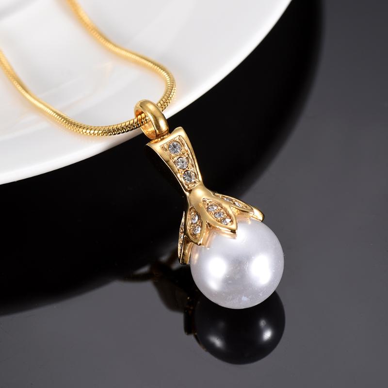 

LKJ9932 Newest Flower Cremation Necklace man-made Pearl Ash Holder For Pet/Human Keepsake Urn Pendant Vintage Jewelry Exquisite
