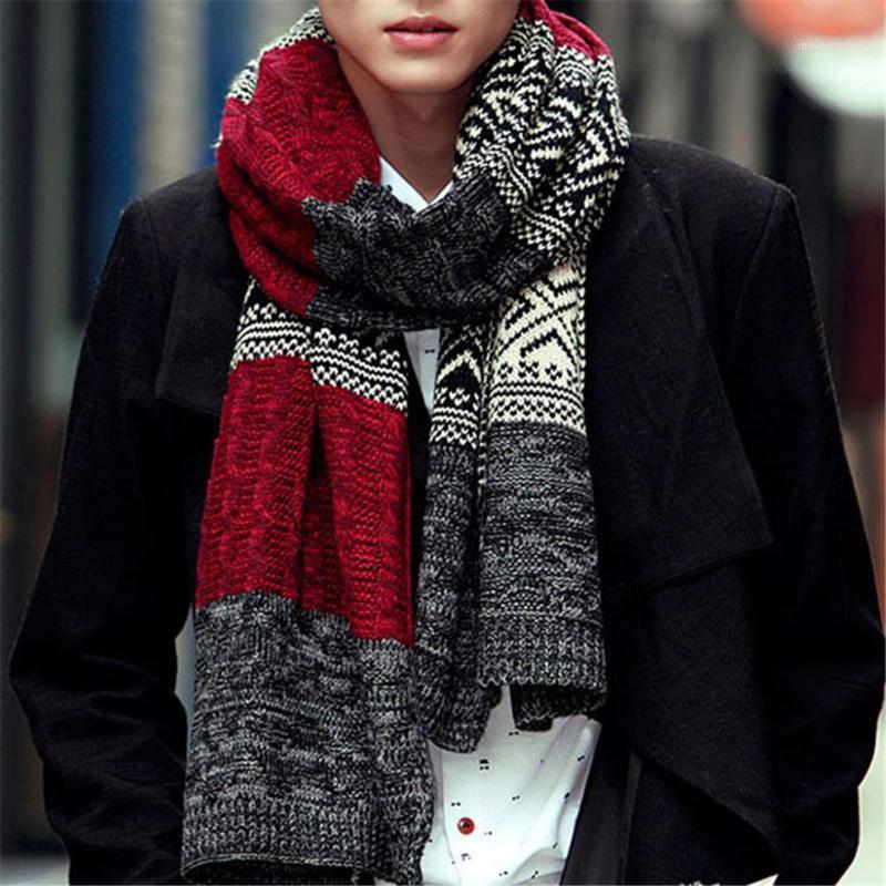 

Mens Women Scarves Winter Warm Thick Knitting Wool Wrap Scarf Long Couple Twist 2018 New Fashion New Soft Patchwork Scarves1