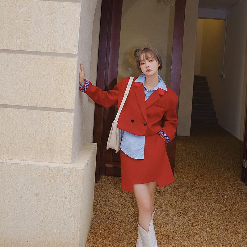 

2020 New Winter Fashion Ladies Coat Casual Short Small suit Women Overcoat Solid Color Warm Loose High Quality Female Outerwear, Red