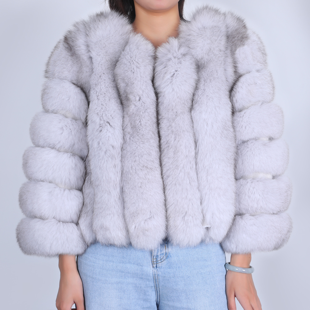

2021 Real New Coat Thick Fox Fur Natural Outerwear Winter Ladies Streetwear ZZNF