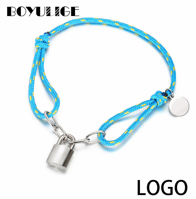 

BOYULIGE Classic Fashion Braided Rope Bracelet Lock Popular Element Couple Bracelets for Men and Women Charm Jewelry Gifts