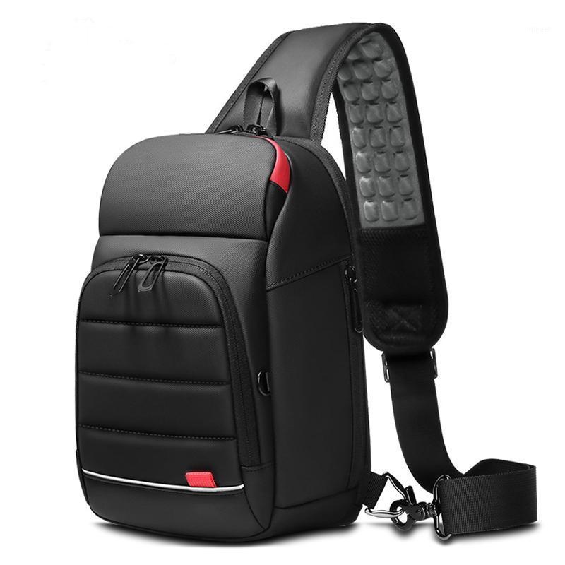 

Chest Bag Men's PVC Crossbody Bag USB Charging Shoulder Crossbody Multifunctional Large Capacity Black Men1