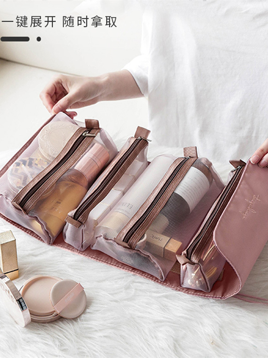 

Homeless cosmetic bag ins web celebrity large capacity 2020 new portable storage bag folding, Red