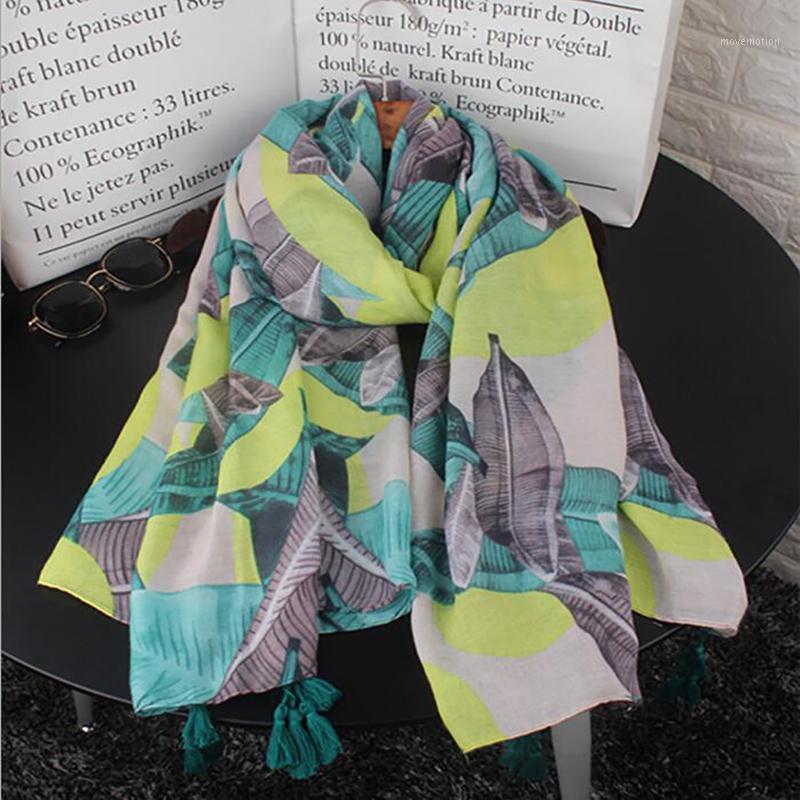 

Women Girls Spring Autumn Designer Long Ethnic Soft Print Scarf Tassels Wrap Shawl Stole Plant Head scarfs for ladies1