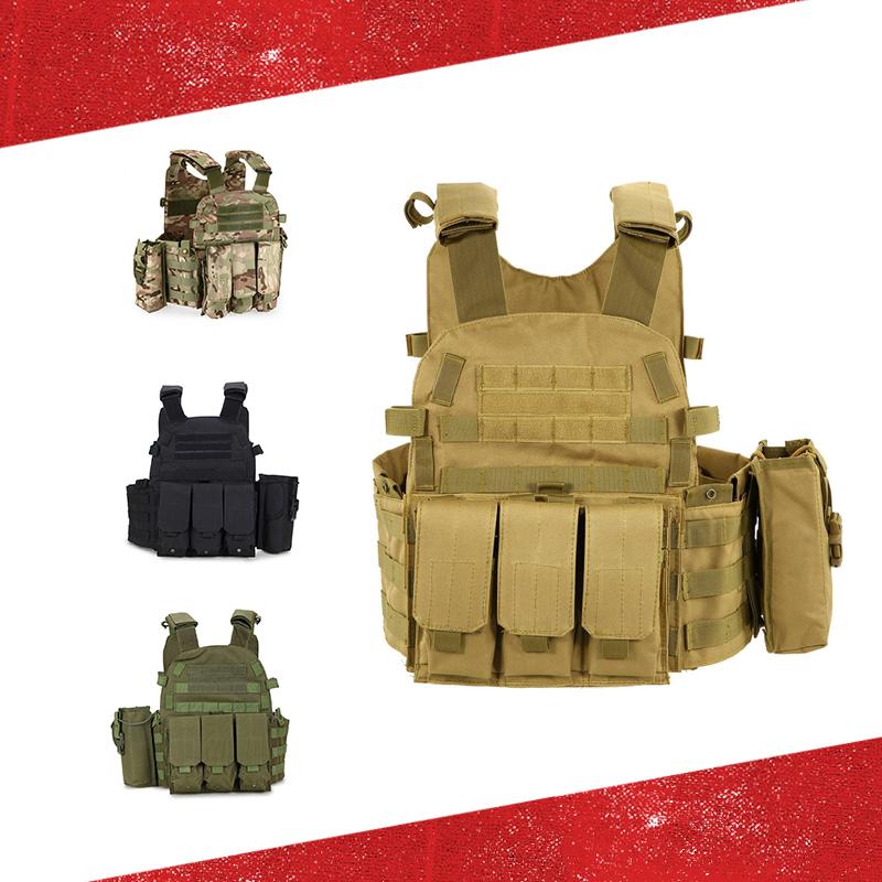 

Tactical Vest Adjustable Hunting Paintball CS Fishing Outdoor Sport Vest Filled Double Foam, Black