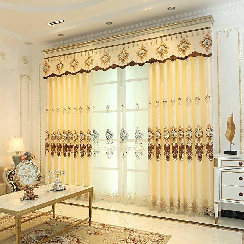 

Curtain shading finished product 2020 new beige bedroom living room floor-to-ceiling window simple modern fresh full bay window1, Luxury tulle