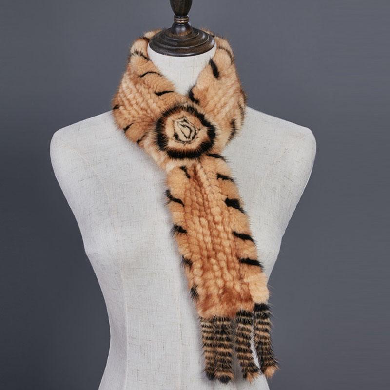 

HSPL 2020 Winter Scarf Women Fashion Knitted Scarf With A Flower For Women in winter Multicolor Fur Shawl Tie fur