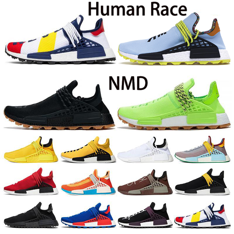 

With Box 2021 pharrell williams Human Race NMD men woman running shoes yellow Bold Orange Nerd Black runner outdoor mens trainers sneakers, 48 shoe box