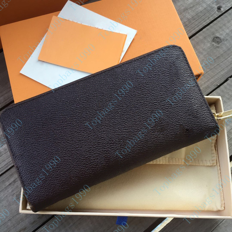 

Canvas Wallet Women High Quality Leather Wallet Single Zipper Wallets lady ladies long classical long purse with orange box card 60017, Black grid